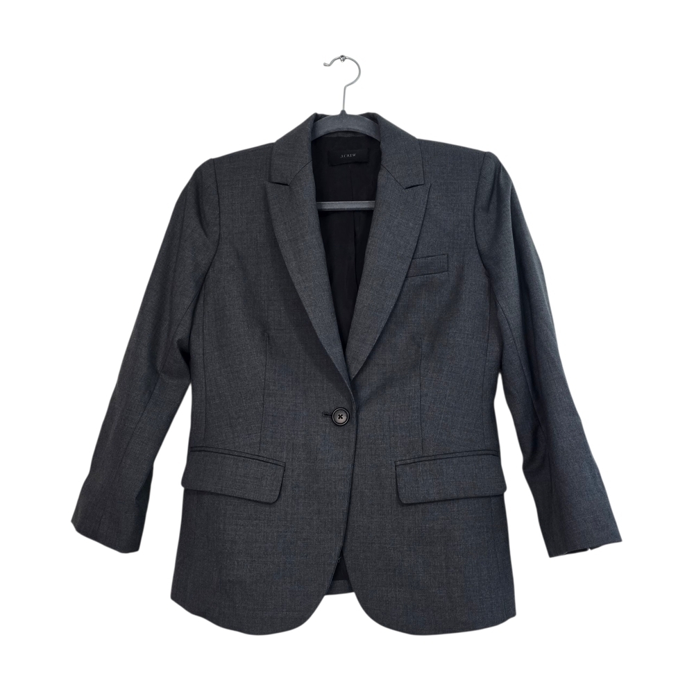 J. Crew Sydney Super 120s Wool Blazer in Grey Equestrian Academia Preppy Office